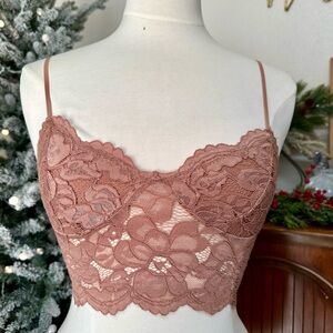Zara Blush Lace Rose Bralette Size Small